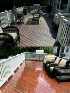Professional patio and deck cleaning service restoring outdoor living space